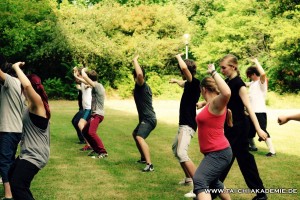 Die Teilnehmer an unserem Schulprojekt an der Berufsbildenden Schule Ludwigshafen erlernen ihre erste Kung Fu Form.